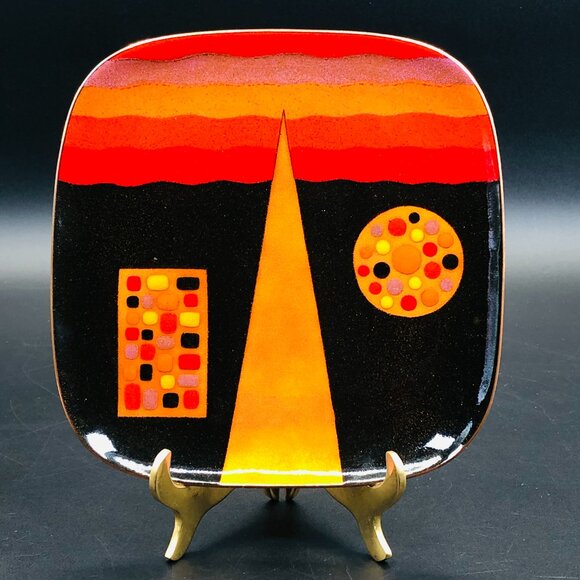 60s Original Enamel on Copper Dish -Miguel Pineda MCM Abstract RARE Collectible - Picture 1 of 10